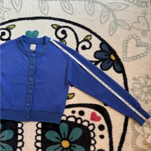 MAEVE Anthropologie VIBRANT BLUE Knit Button Front CARDIGAN Sweater Small - Picture 9 of 9